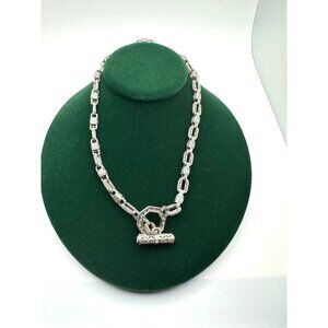 Silver-Plated Chunky Link Necklace With Toggle Clasp Unisex